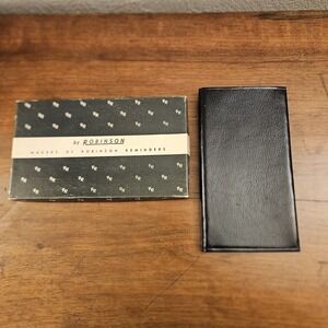 Vintage Robinson Reminder Black Leather‎ Top Grain Cowhide Memo Pad Notebook New